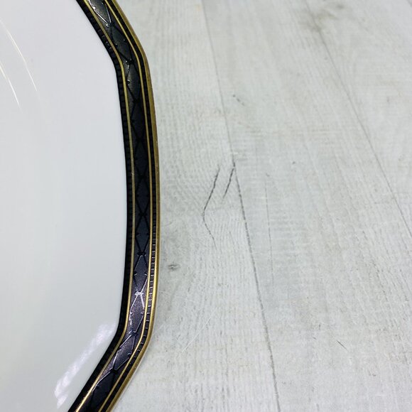 Christopher Stuart BLACK DRESS Y009 China Octagonal Gold Trim Dinner Plate Set 3 - Picture 11 of 14
